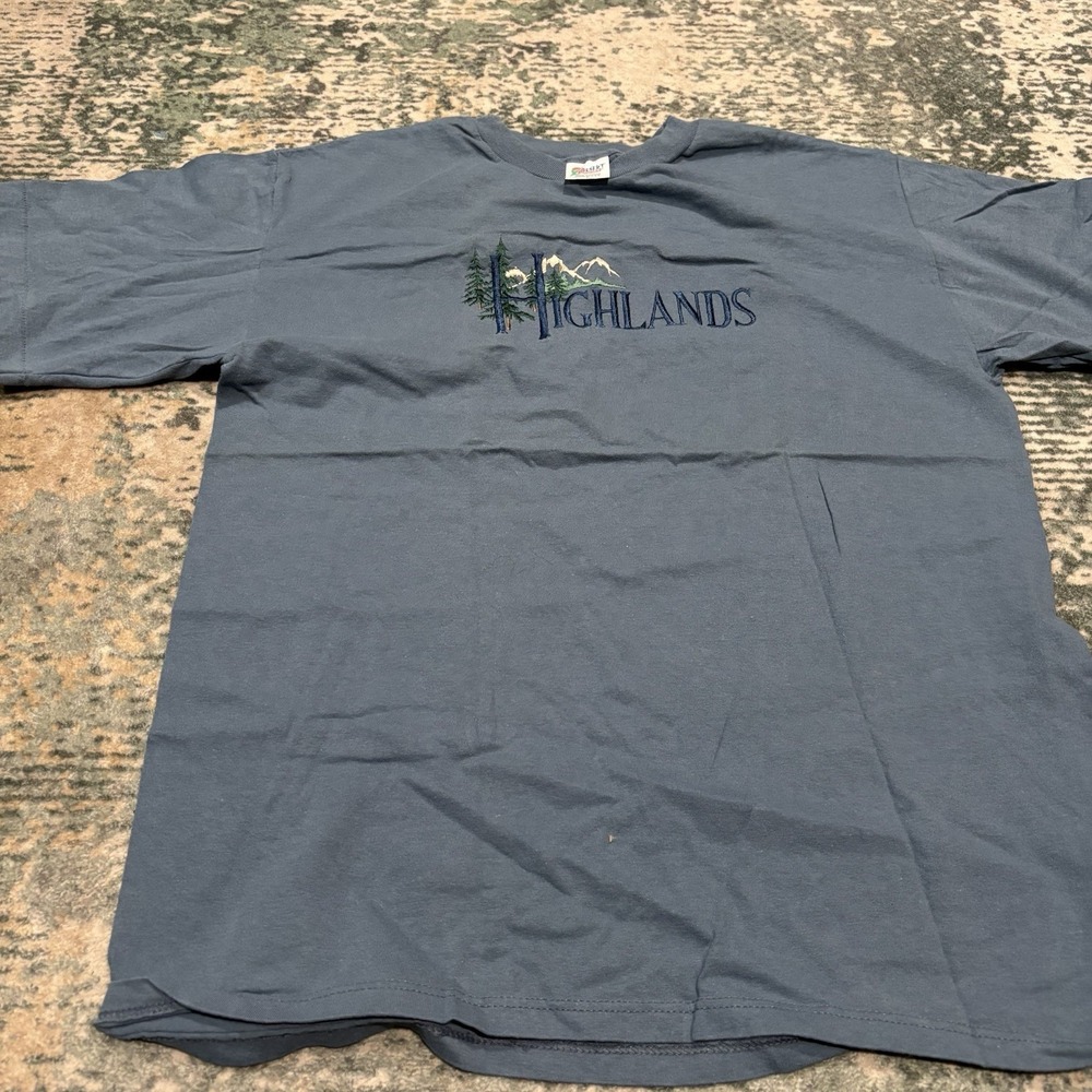 Vintage 90s Single Stitch Tshirt "Highlands" Desert Heat Large Made In USA - Picture 1 of 7